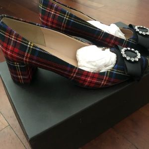 J. Crew Avery Embellished Heels in Tartan